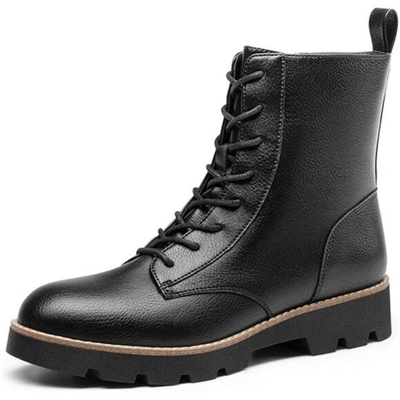 Women's Combat Ankle Boots Lace up Lug Sole Fashion Booties Shoes - Picture 7 of 7